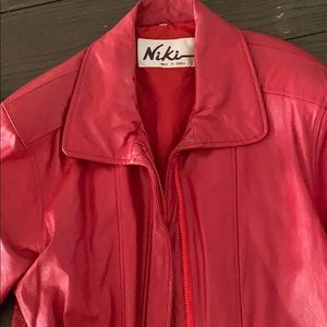 Red vintage 80โs leather jacket